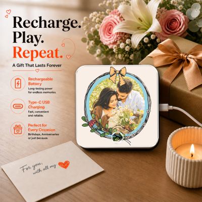 Personalized Photo & Music Plaque Customized Musical Fridge Magnet Frame with Your Photo & Song Anniversary, Birthday & Valentine’s Day Gift for Couples